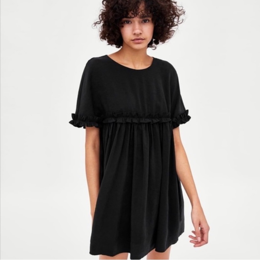 Zara Black Ruffle Romper Dress